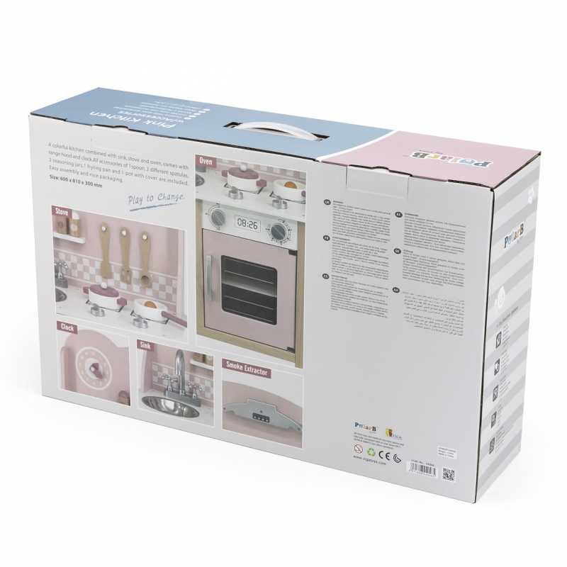 Medinė virtuvė su priedais VIGA PolarB, sidabrinės/rožinės spalvos