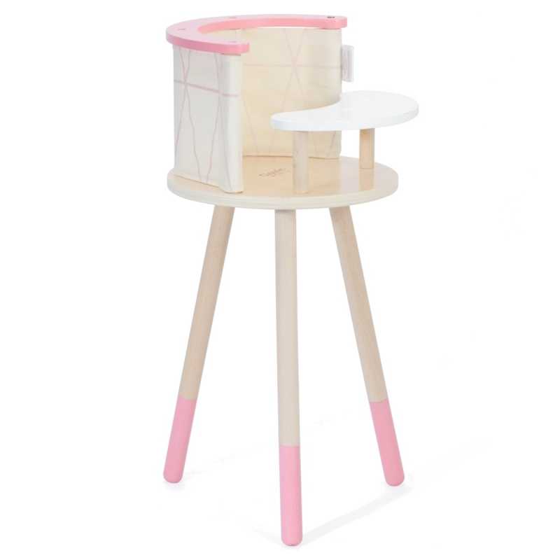 Medinė maitinimo kėdutė lėlėms - Classic World, rožinė