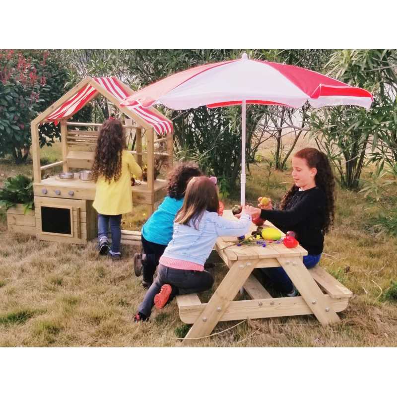 Medinis pikniko stalas su skėčiu Classic World