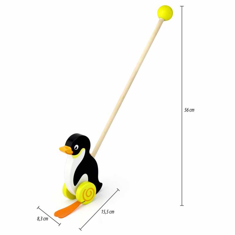 Medinis stumiamas žaislas - Pingvinas				