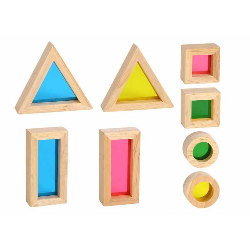 Mediniai spalvoti veidrodiniai blokeliai - Tooky Toy, 8 elementai				