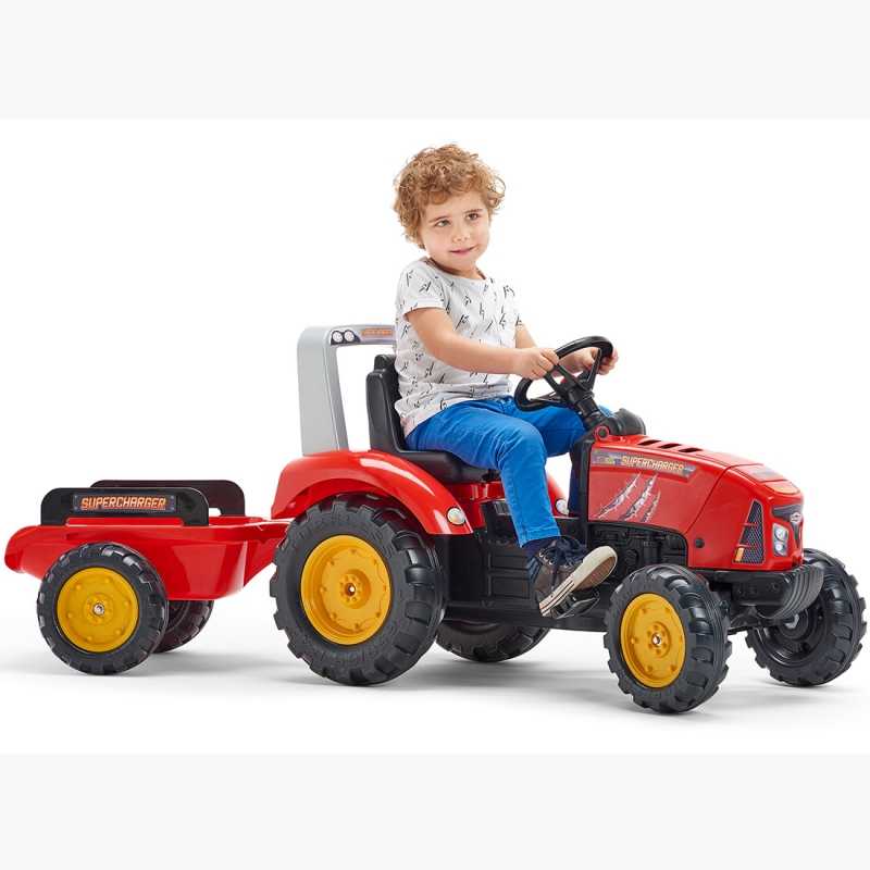 Minamas traktorius Falk Red Supercharger su priekaba, raudonas