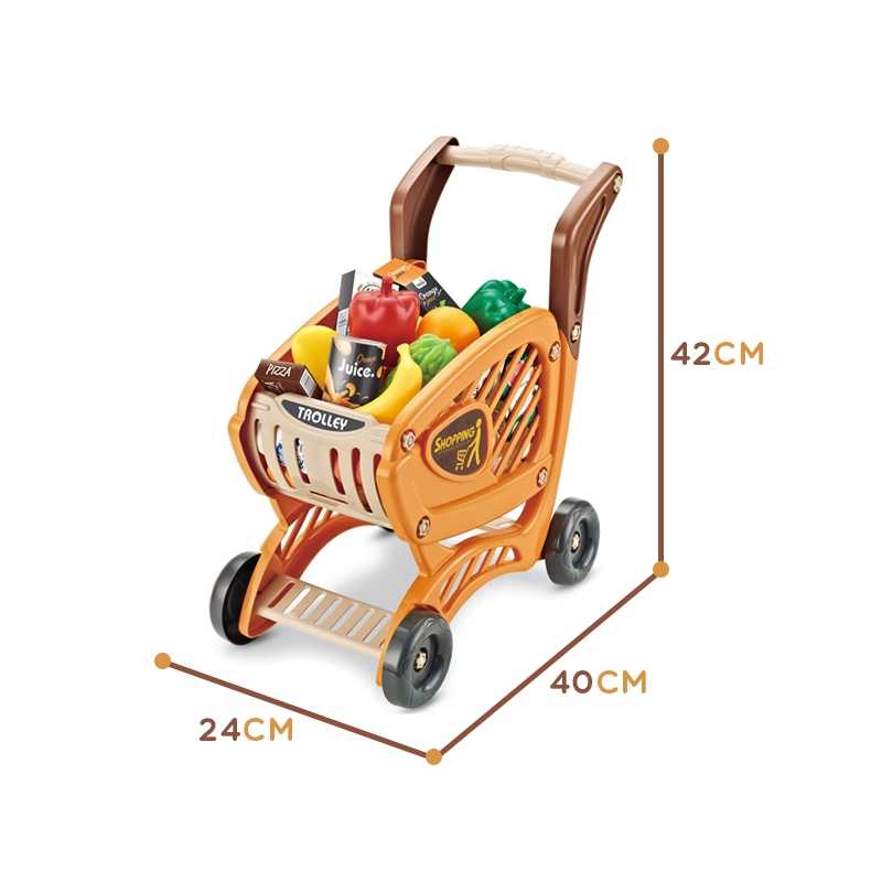 Žaislinis parduotuvės vežimėlis, rudas			