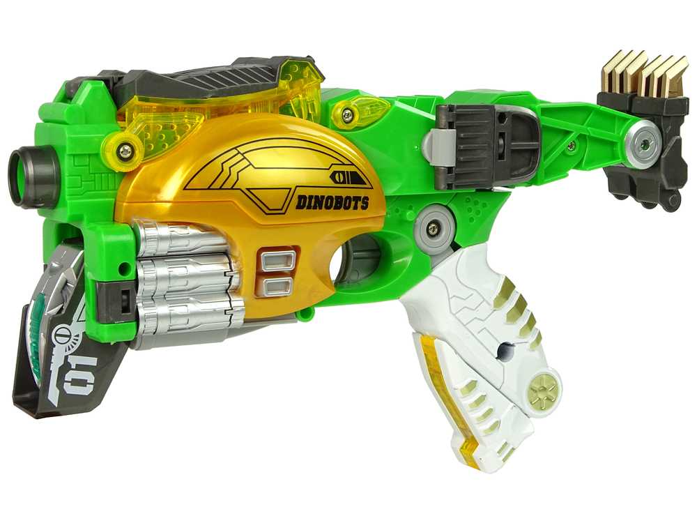 Žaislinis ginklas su taikiniu ir šoviniais - Dinobots, žalias