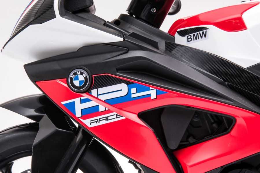 Vaikiškas elektrinis motociklas -  BMW HP4, raudonas