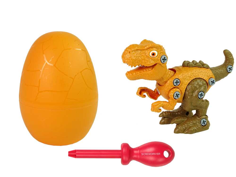 Konstruktorius - dinozauras su kiaušiniu, oranžinis