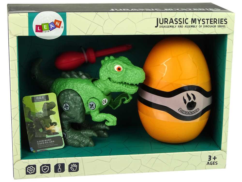 Konstruktorius - dinozauras su kiaušiniu, žalias