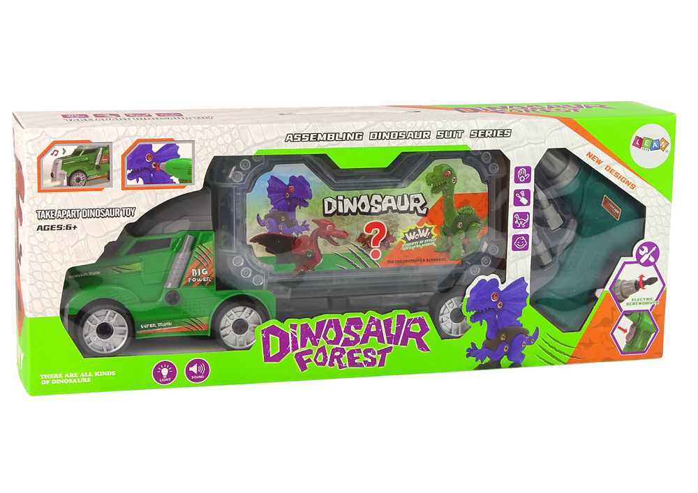 Sunkvežimis su dinozauru ir atsuktuvu