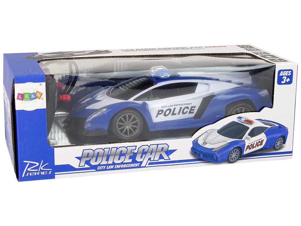Policijos R/C nuotoliniu būdu valdomas lenktyninis automobilis, mėlynas