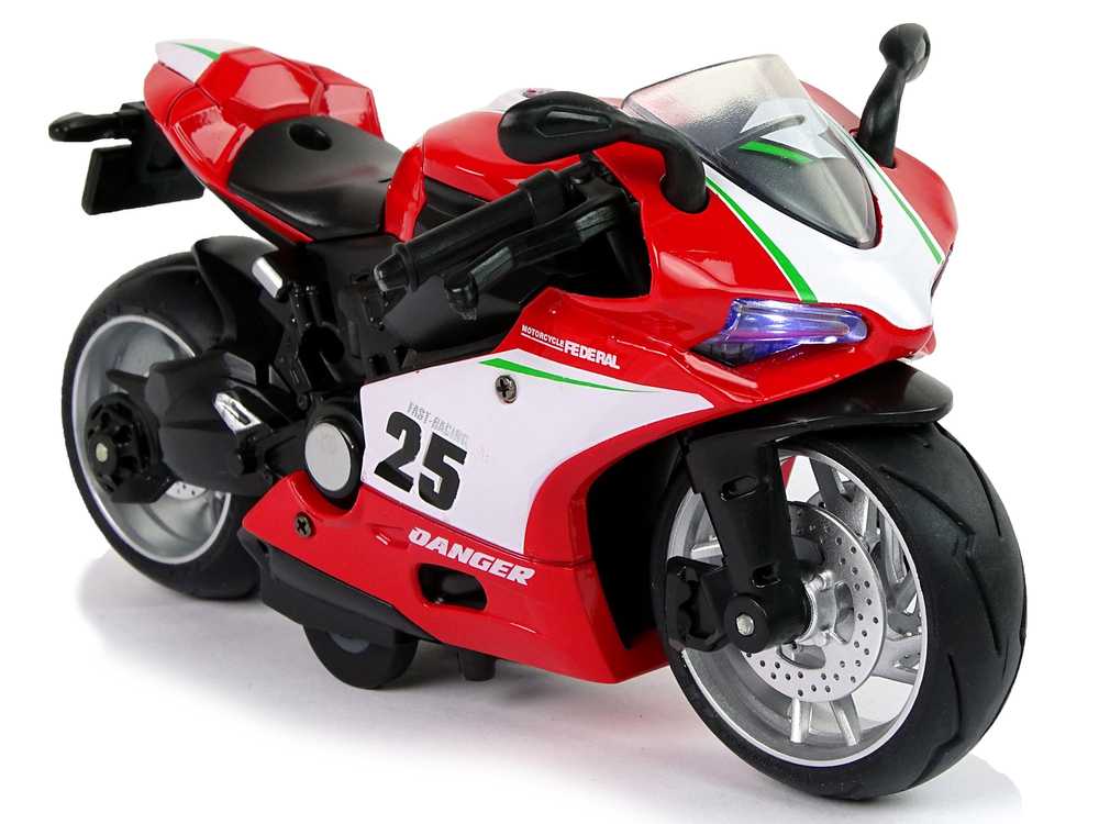 Žaislinis sportinis motociklas, 1:12, raudonas