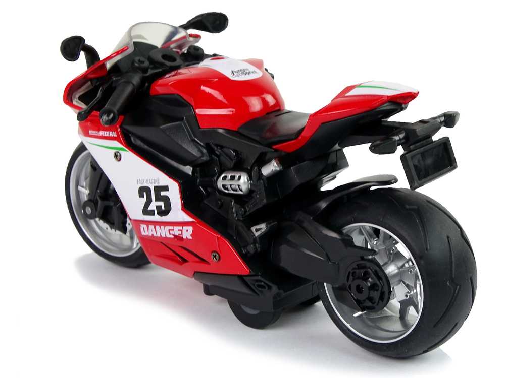 Žaislinis sportinis motociklas, 1:12, raudonas