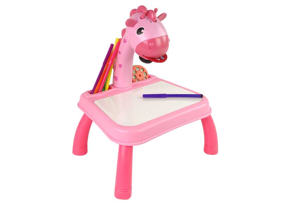 Žaislinis piešimo stalas su projektoriumi Dinozauras, rožinis