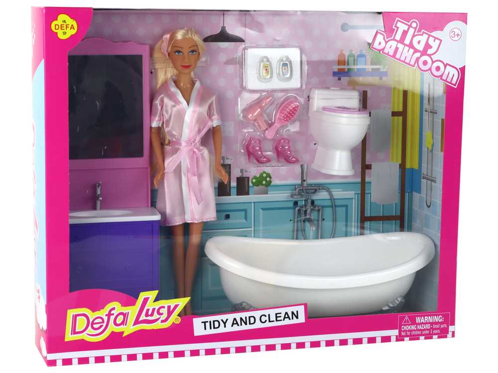 Lėlė Lucy su vonios kambario aksesuarais