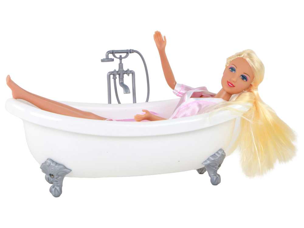 Lėlė Lucy su vonios rinkiniu, rožinė