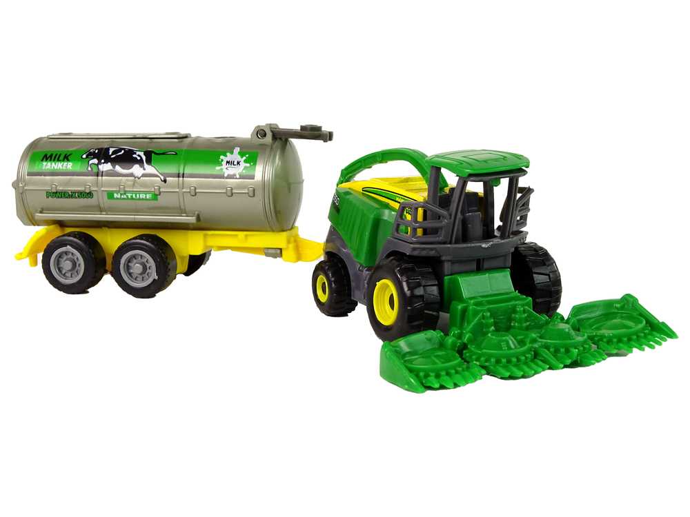 Traktorius su priekaba, žalias/geltonas