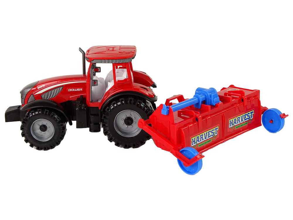 Raudonasis traktorius su plūgo frikcine pavara