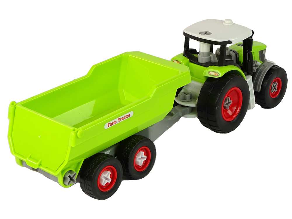 Traktorius su atsukama priekaba, žalias