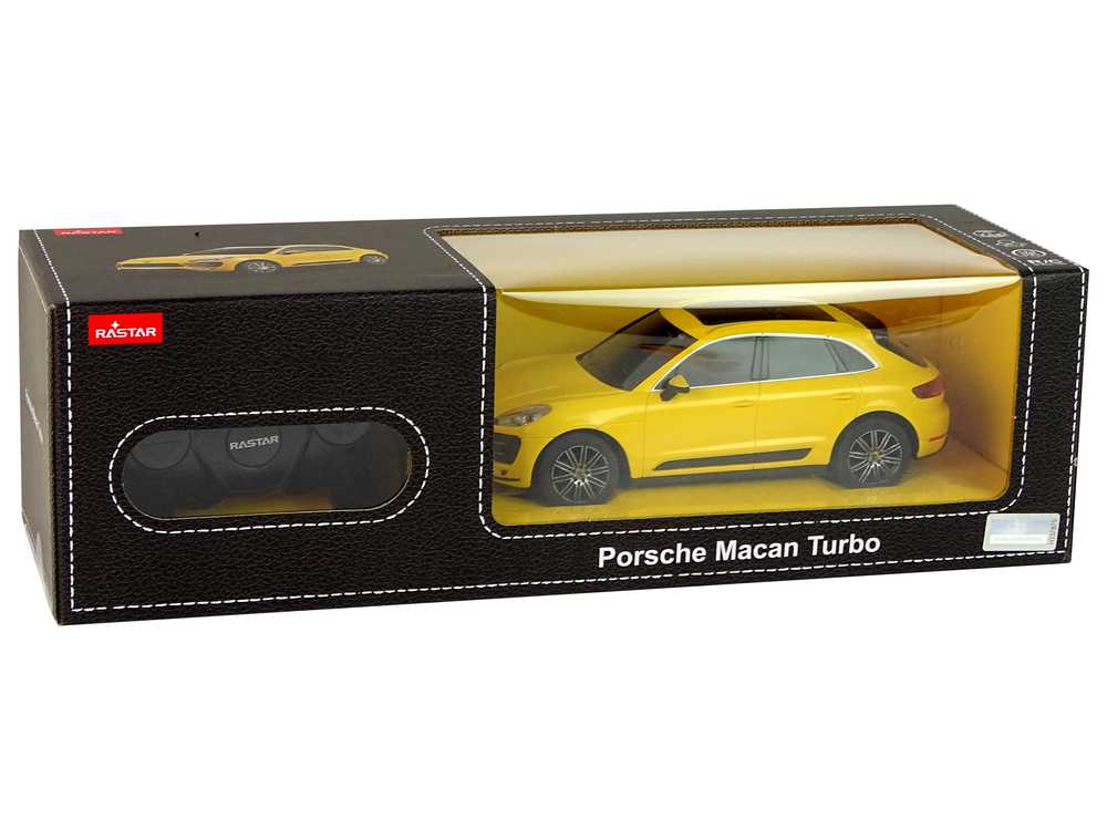 Nuotoliniu būdu valdomas automobilis Porsche Macan Turbo, 1:24, geltonas