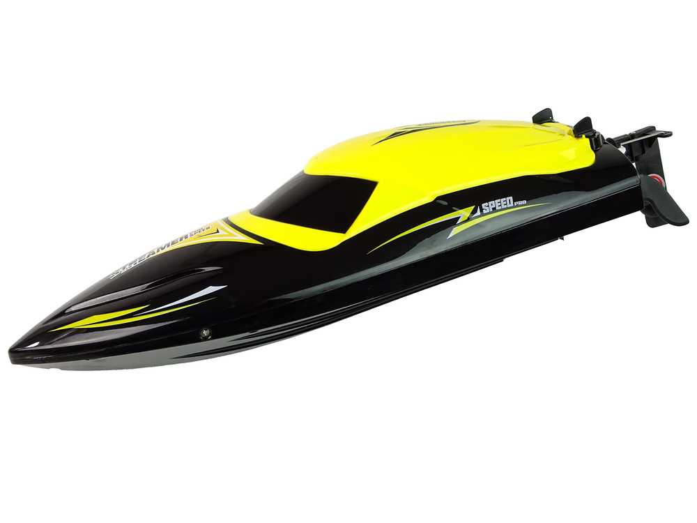 Nuotoliniu būdu valdoma motorinė valtis 35 km/h, geltona