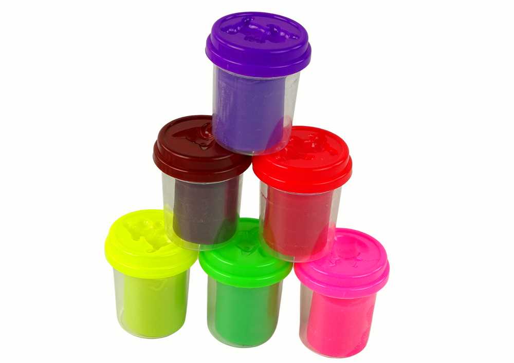 Ciastolina plastikinė masė, 6 spalvų puodeliai