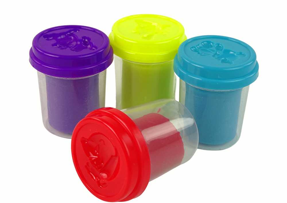 Plastikinė masė, 4 spalvų puodeliai