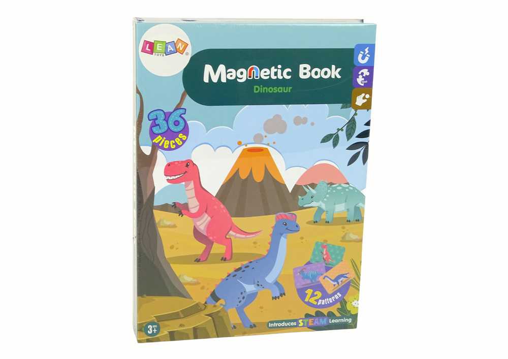 Magnetinė knyga 36 el., dinozaurai