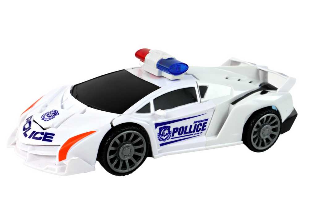 Policijos automobilis - robotas 2in1, baltas