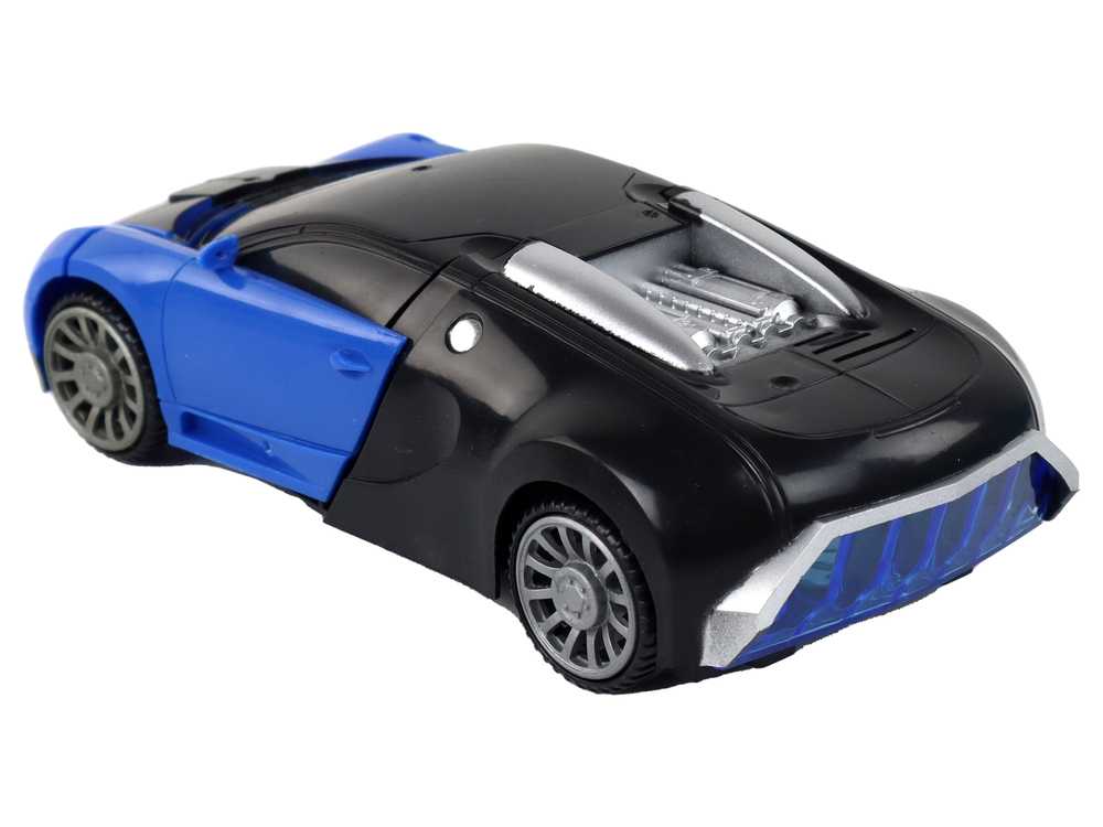 Automobilis - robotas 2in1 su šviesos efektais, mėlynas