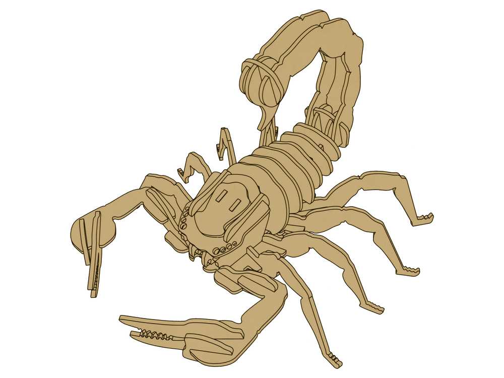 3D medinė erdvinė dėlionė skorpionas