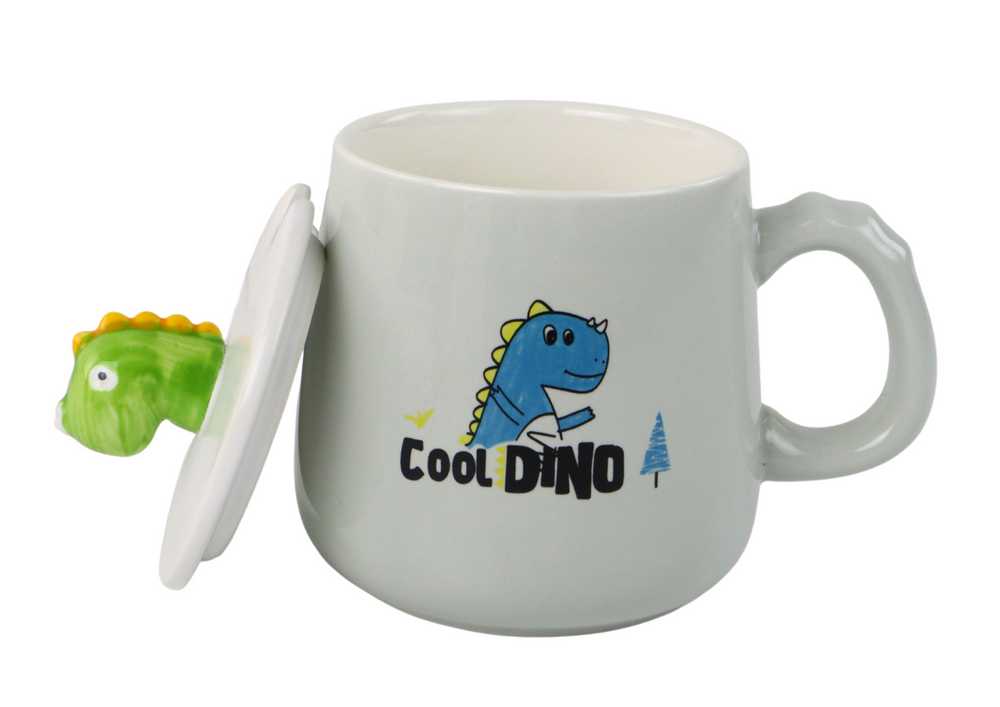 Keraminis puodelis su dinozauru, mėlynas