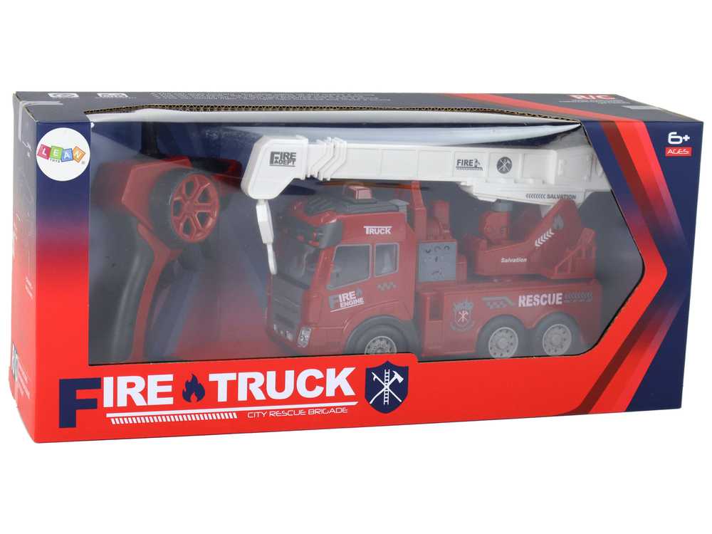 Nuotoliniu būdu valdomas gaisrinis automobilis su kranu 