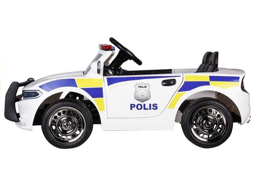 Vaikiškas vienvietis policijos elektromobilis JC 666, baltas