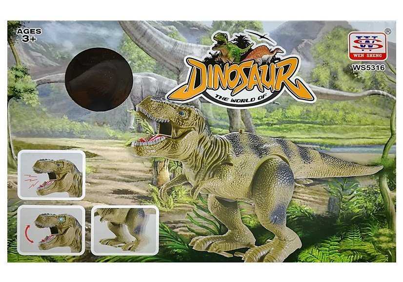 Judantis dinozauras Tiranozauras su garso ir šviesos efektais, žalias