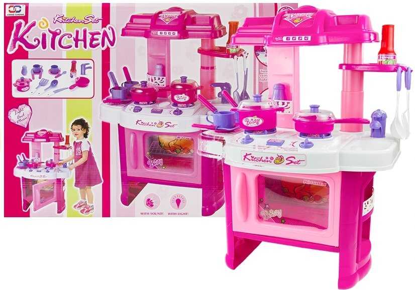 Vaikiška virtuvėle su orkaite ir priedais, rožinė