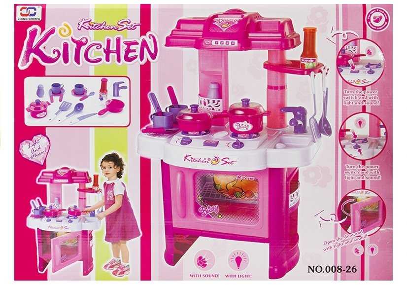 Vaikiška virtuvėle su orkaite ir priedais, rožinė