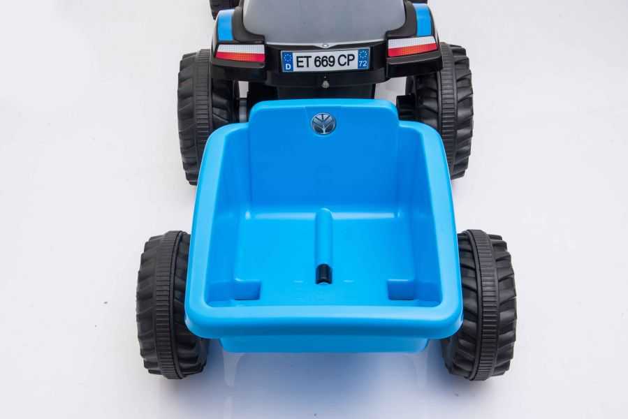 Vienvietis elektrinis traktorius su priekaba A009, mėlynas