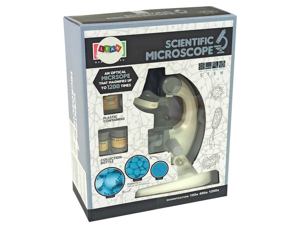 Žaislinis mikroskopo rinkinys, baltas