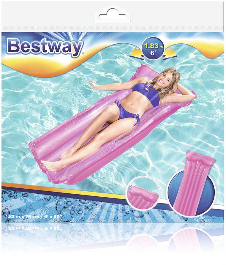 Bestway pripučiamas plaukimo čiužinys 183 x 76 cm, rožinis