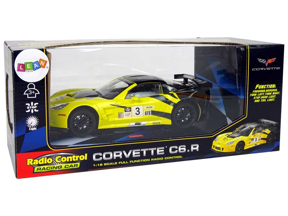 Sportinis nuotoliniu būdu valdomas automobilis Corvette C6.R, geltonas