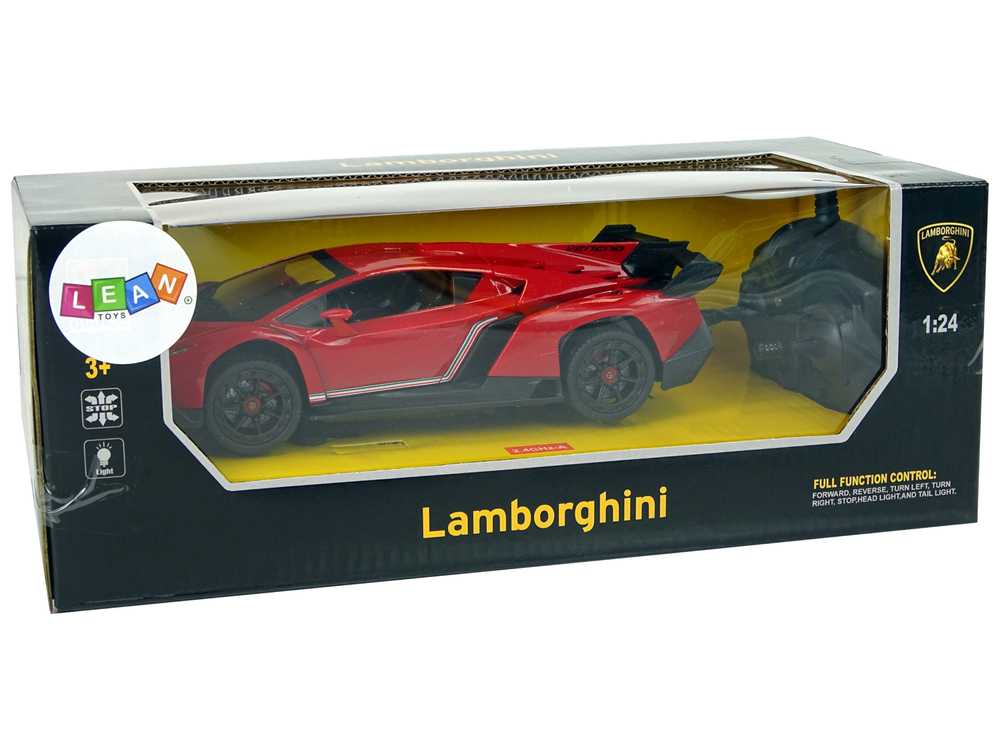 Sportinis nuotoliniu būdu valdomas automobilis Lamborghini, raudonas
