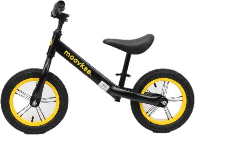 Balansinis dviratukas - Moovkee, 12 colių, juodai geltonas