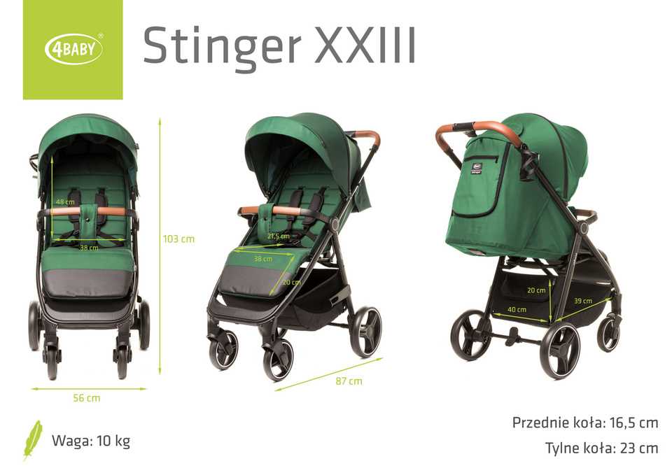 Vaikiškas vežimėlis STINGER, žalias