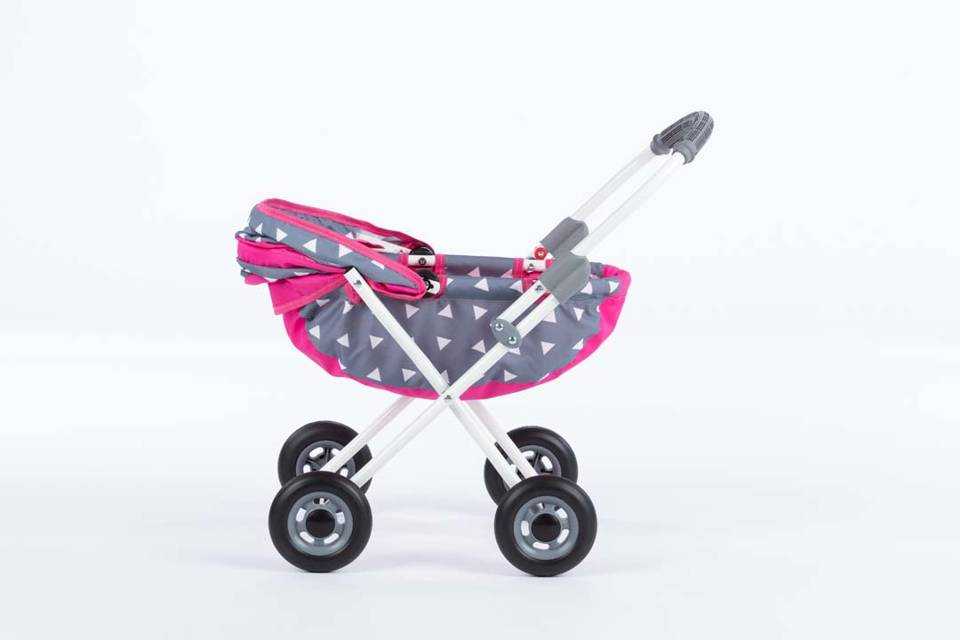LENA lėlių vežimėlis, rožinis/pilkas