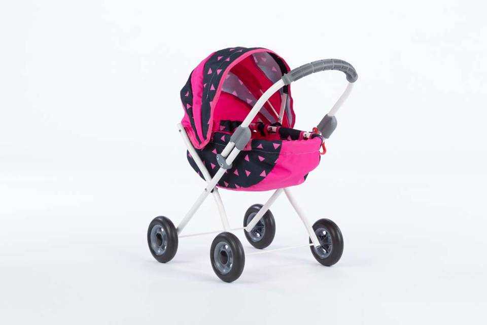 LENA lėlių vežimėlis, rožinis/juodas 