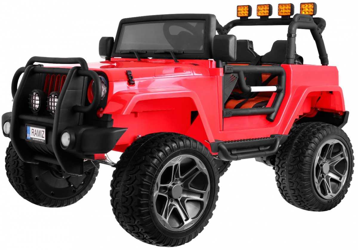 Vienvietis elektromobilis Jeep Monster, raudonas