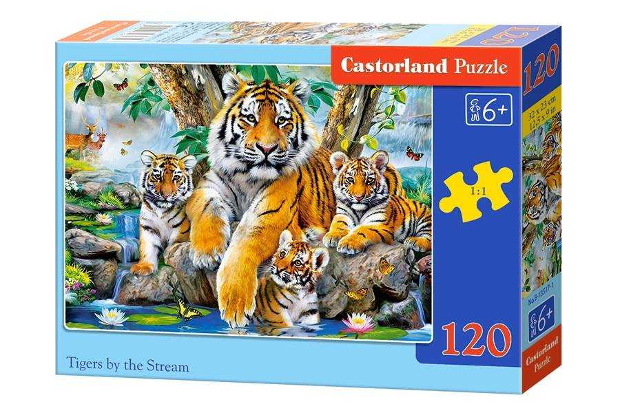 Dėlionė Castorland Tigers by the Stream, 120 dalių