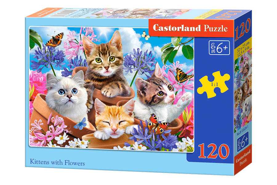 Dėlionė Castorland Kittens with Flowers, 120 dalių