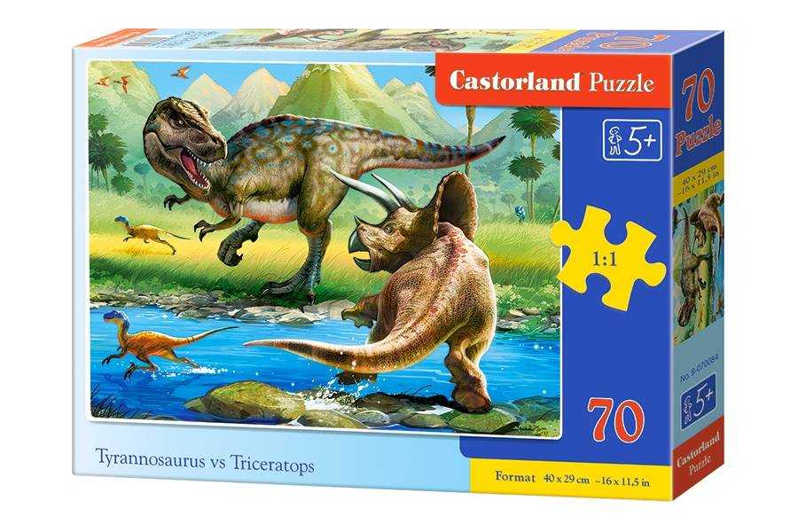 Dėlionė Castorland Tyrannosaurus vs Triceratops, 70 dalių