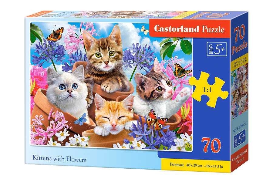 Dėlionė Castorland Kittens with Flowers, 70 dalių