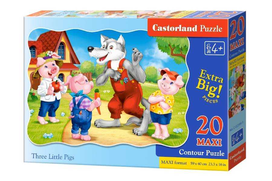 Dėlionė Castorland Three Little Pigs, 20 dalių